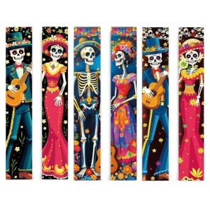 Day of the Dead Porch Sign Flags Banner Skeleton Couple Halloween Decoration Hanging Door Couplets Banner