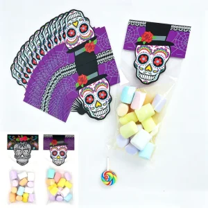 Day of the Dead Sugar Skull Treat Bags 15pcs Set Mexican Skull Print Candy Bags for Halloween Fiesta Party Favors