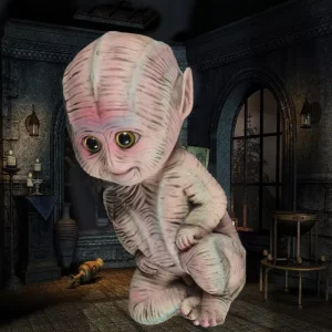 De Long Halloween Realistic Silicone Gel Sitting Alien Horror Thriller Decoration Haunted House Escape Room Party Bar