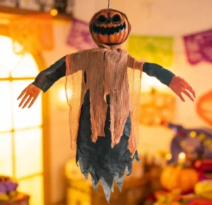 De Long Plastic Halloween Pumpkin Hanging Ghost Horror Decoration Haunted House Escape Room Scene Setup Sound Controlled