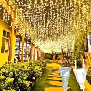 Decorative 10m Plastic Ice Strip Light Warm White Christmas LED Curtain for Outdoor Indoor Hanging