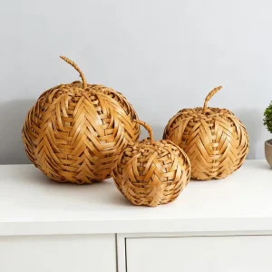 Decorative Bamboo Pumpkins for Halloween Festive Natural Bamboo Pumpkins Halloween Toys