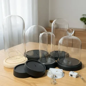 Decorative Flower Round Plastic Dome Light Cover with Black Plastic Base Acrylic Dome