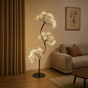 Decorative LED S Shaped Tree Lamp Floor Standing Light Modern Curved Branch Design Indoor Home Living Room Ambient Lighting