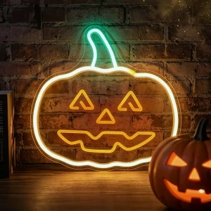 Design Durable Wall Hanging Decorative Pumpkin Light Colorful Neon Light USB Power Plastic Halloween Decoration