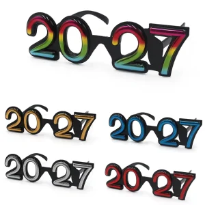Digital Glasses 3D Straight Hot Stamped Decorative Glasses Party New Year Christmas & Gathering Prop Glasses