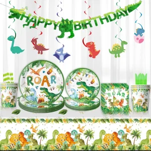Dinosaur Birthday Party Supplies Dino World Baby Kids Happy Birthday Party Disposable Tableware Plates Napkins Cups for 10 Guest