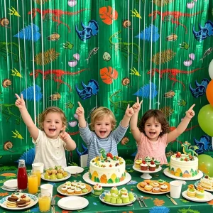 Dinosaur Light Rain Plastic Indoor Door Curtain Background Wall Atmosphere Decoration Photo Props Cartoon Supplies 1X2 Meter