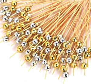 Disco Ball Fruit Sticks 100 Pieces Including Ground Ball Mirror Cocktail Sticks Party Decorative Appetizer Picks