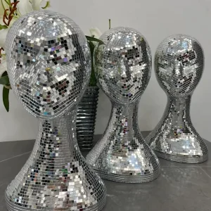 Disco Ball Mannequin Head Sparkling Mirror Head Decor for Home Table Party Window Display Graduation
