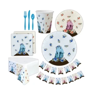 Disposable Cartoon Style Cake Plates and Cups for Thanksgiving Chinese New Year & Christmas Gatherings