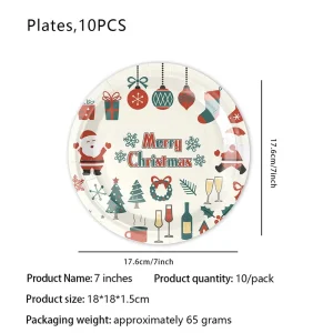 Disposable Christmas Tableware Holly Leaf Paper Plates Cups Napkins Set Holiday Party Decorations Xmas Celebration Supplies