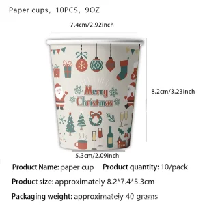 Disposable Christmas Tableware Holly Theme Paper Plates Cups Napkins Set Holiday Party Decorations Xmas Tableware Supplies