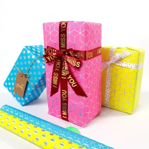 Disposable Coated 80g Birthday Classical Fluorescence Art Paper Gift Luxury Custom Packaging Wrapping Paper Roll