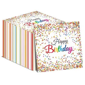 Disposable Confetti Sprinkles Birthday Party Supplies Colorful Happy Birthday Theme Paper Napkins for Events & Celebrations
