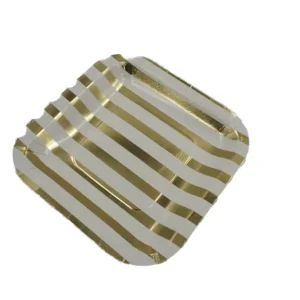 Disposable Customizable Gold embossed American Style Paper Plates for Parties
