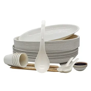 Disposable Eco friendly Rice Husk Tableware High Temperature Resistant No Washing Needed Festival Dinner Bulk Pack