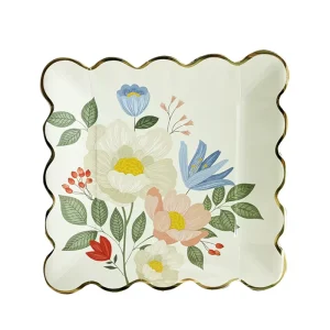 Disposable Gold-Edged Paper Plates Party Wedding Tableware Biodegradable Custom Printed Paper Plates for Catering