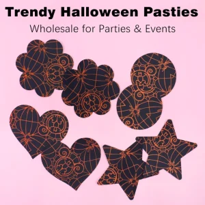Disposable Halloween Spider Web Bat Printed Nipple Cover Breast Sticker for Halloween Party
