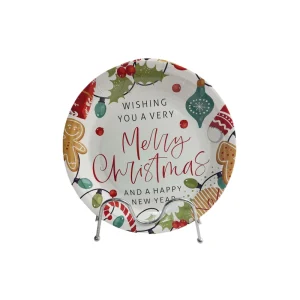 Disposable Holly Design Merry Christmas Dinnerware Set for Xmas Paper Plates Holiday Family Party Supplies Home Table Decor