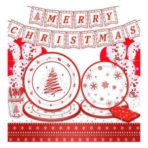 Disposable Paper Tableware Set for Christmas and New Year Parties Includes Plate New Year Supplies