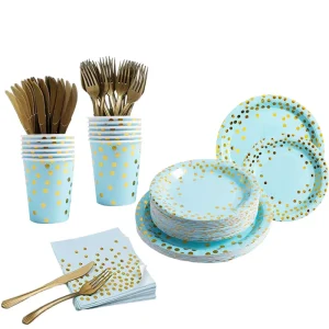Disposable Paper Tableware Set for Holiday Occasions Includes Plates Cups Napkins for Christmas New Year Thanksgiving