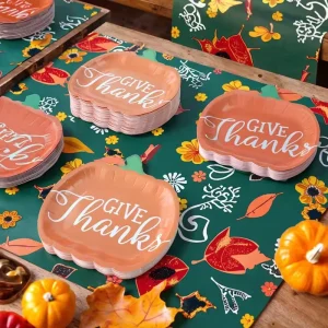 Disposable Pumpkin Plates for Parties Thanksgiving Tableware Harvest Festival Decorations Autumn Theme Dinnerware Supply