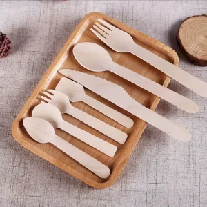 Disposable Sustainable Bamboo Eco Friendly Cutlery Set Biodegradable & Compostable for Restaurants and Weddings