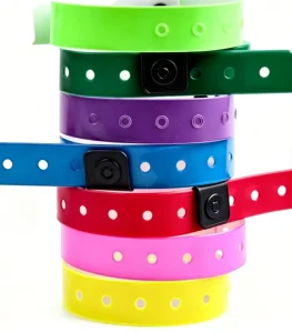 Disposable Waterproof PVC Wristband with Custom Logo and Screen Printed Design for Event Concert Amusement Park Entrance