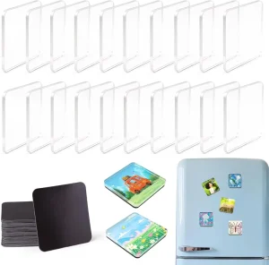 Diy Acrylic Photo Frame Decoration Square Shape Adhesive Backing Customized Blank Photo Insert Clear Acrylic Fridge Magnet Blank
