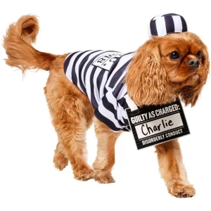 Dog Fun Costume Prison Cat Clothes Dog Costume Halloween Uniform Suit Pup Festival Dog Clothes for Party