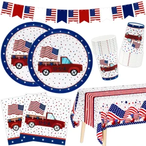 Donghui Independence Day Theme Disposable Dinnerware Set Party Decorations Paper Party Decorations Tableware Party Supplies