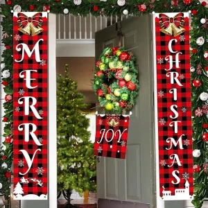 Door Banner 2PCS Decorations Sign for Porch Happy Birthday Backdrop Banner Supplies Decor for Home Office