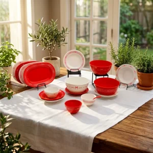 Dots Melamine Plate Tableware with White Red Dots Design for Dining BBQs Picnics Weddings Everyday Meals