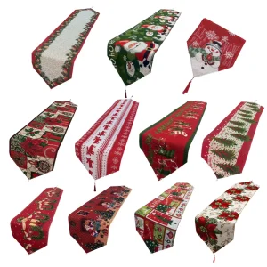 Double Layer Christmas Snowman Table Runner Home Tablecloth Decorations for Party Supplies Promotional Christmas