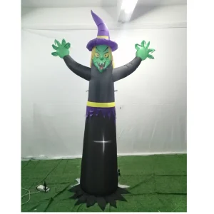 Double Side Inflatable Decoration Halloween Inflatables Lighted Ghost Yard Decor Witch Inflatable for Holiday
