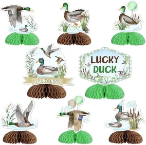 Duck Hunting & Baby Shower Party Decorations 8PCS Lucky Duck Honeycomb Paper Table Centerpieces Eco-Friendly