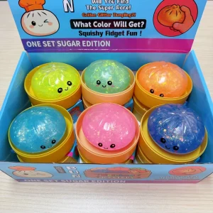 Dumpling Squishy Fidget Toy Durable Non-Toxic Random Mystery Gift Sensory Taba Glitter Dumpling Toy Squeeze Steamed Bun