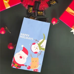 Durable Christmas Paper Bags with Cartoon Design for Candy Packaging and Holiday Gift Wrapping Exhibition Use
