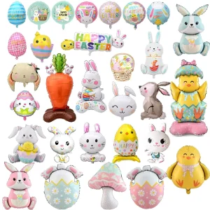 Durable Eco Friendly Easter Theme Decoration Rabbit Easter Egg Foil Balloon for Easter Family Decoration Supplies