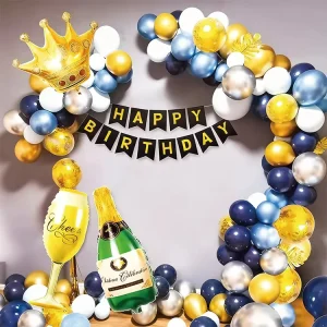 Durable Latex Aluminum Film Balloon Arch Garland Set Happy Birthday Fish Tail Banner Kids Birthday Party Decoration Balloons