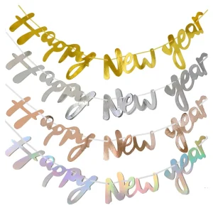 Durable One Piece Happy New Year Thanksgiving Valentine’s Day Christmas Letter Paper Banner for Party Decorations
