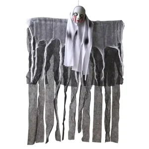 Durable Plastic Animatronic Back-Bending Female Ghost and Realistic Zombie Prop Set for Indoor Halloween Decoration