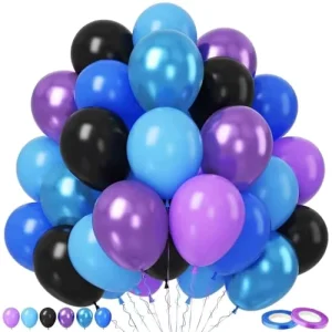 Durable Purple Blue Balloons Set 50pcs 12 Inch Metallic Latex Helium Boys Birthday Space Theme Party Decorations