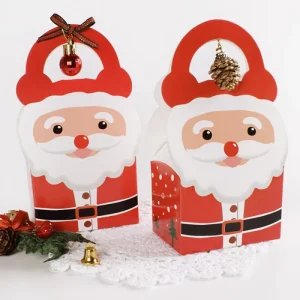 Durable Recycled Paper Box Christmas Paper Gift Bag Custom Printed Merry Christmas Candy Present Packaging With Handle Bag