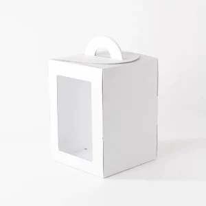 Durable kraft cake carrier with handle customizable exterior print for birthday party holiday gift cake takeaway