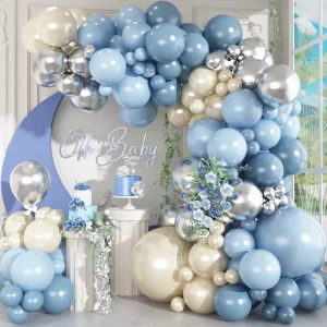 Dusty Blue 125pcs Double Stuffed Baby Pink Latex Balloon Arch Kit Pearl White Garland Eco Friendly Durable Birthday Baby Shower