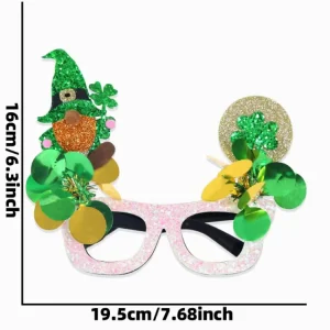 Dwarf With Gold Coins Style Eye Catching Design St Patricks Day Shamrock Funny Cartoon Eyeglasses Irish Themed Glasses