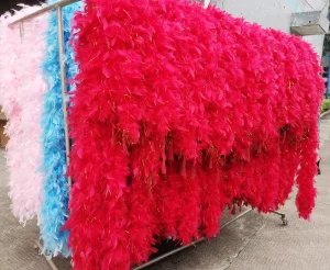 Dyed 40g 50g 100g Baby Blue Red Chandelle Turkey Feather Boa for DIY Craft Party Carnival Halloween Decoration