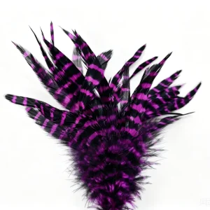 Dyed Barred Schappen Chicken Rooster Feather Craft DIY Fly Tying Material Carnival Hair Earring Accessory Party Home Decor